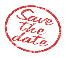 Save the Date Red Text Decorative Image